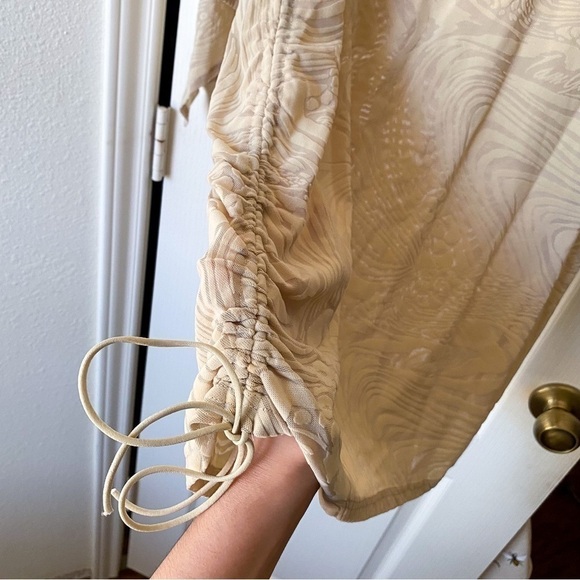 I.AM.GIA Dress Amina Cutout Adjustable Ruching Sheer Velvet Tan Burn Out XL NWT - Picture 5 of 11